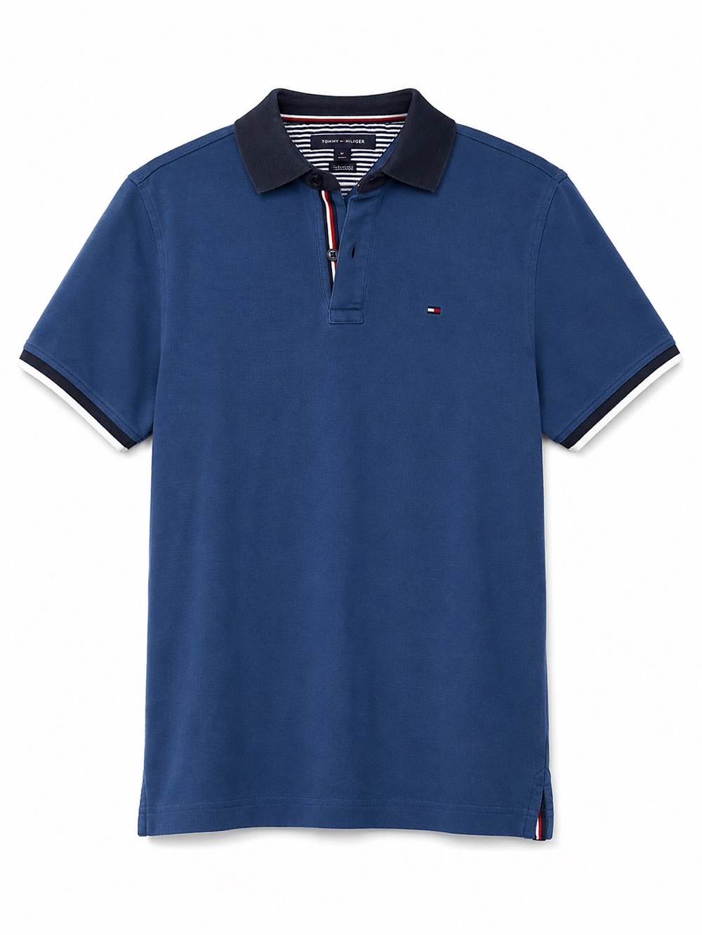 Tommy Hilfiger Blue Polo with Contrast Black Collar